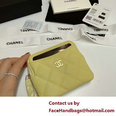 Chanel Grained Calfskin  &  Gold-Tone Metal Zip Coin Purse AP2061 Yellow 2025